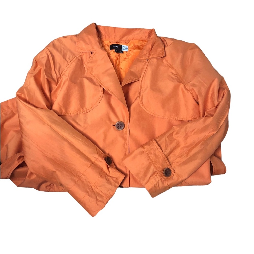 Saks Fifth Avenue Silk Orange Jacket Size L - Picture 8 of 11